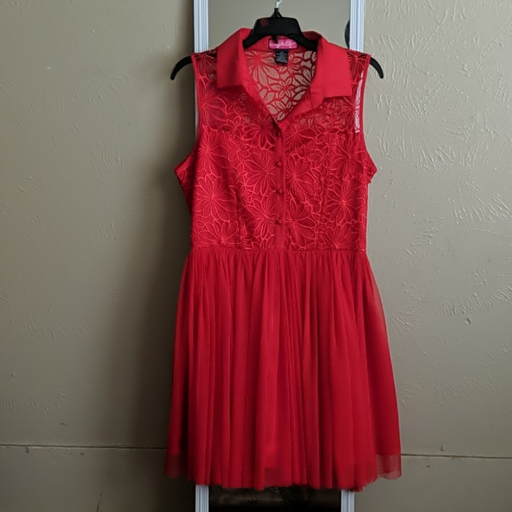 Red collared dress